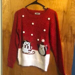 Fuzzy Penguin Christmas Sweater
